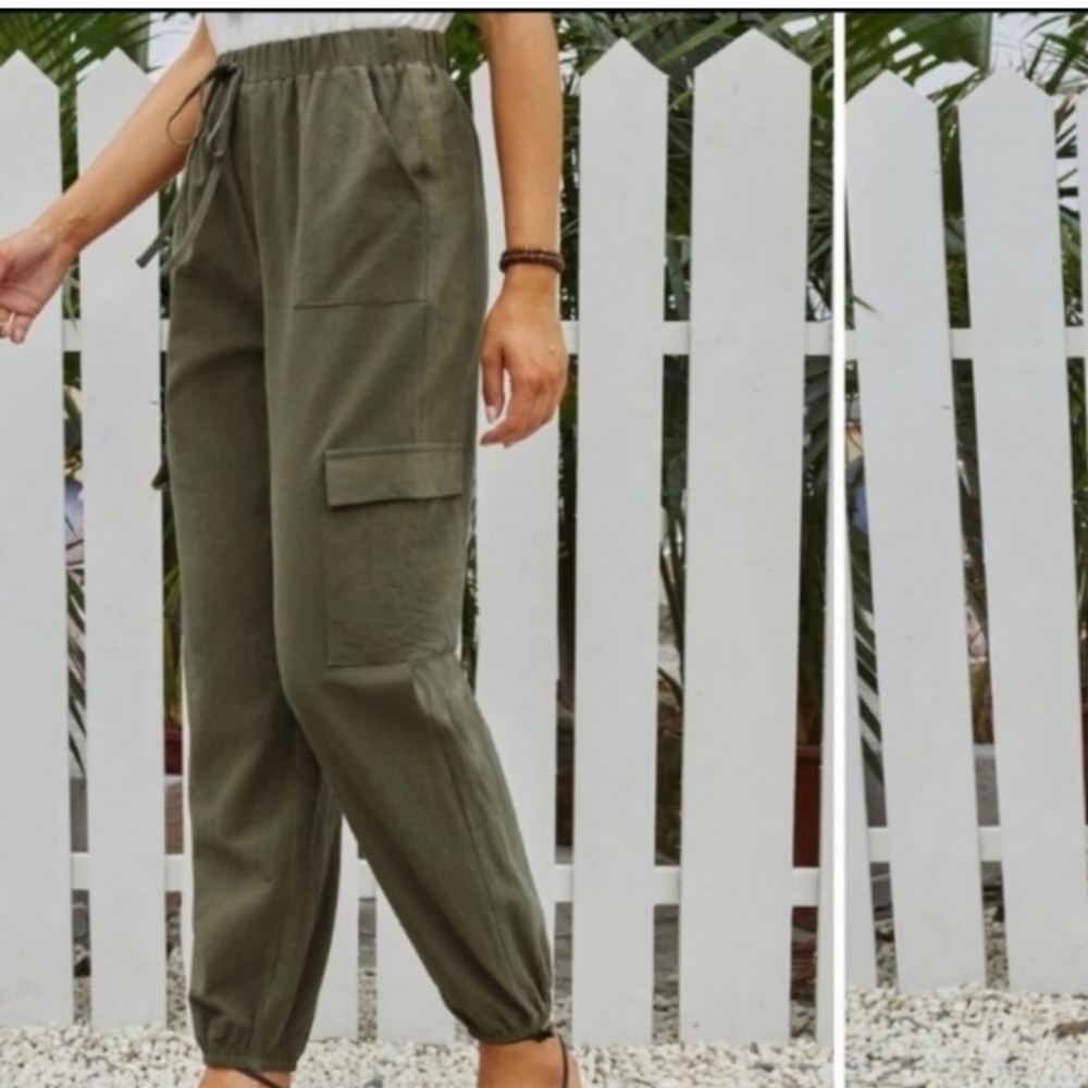 NWT 7 for all Mankind Olive  High-Waisted Cargo Joggers sz L